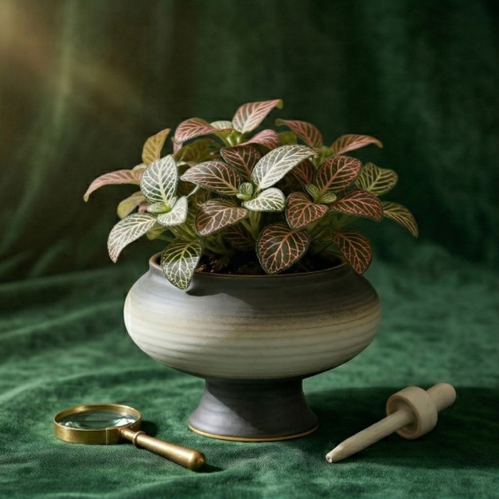 Artificial Fittonia Plant in Decorative Ceramic Pot