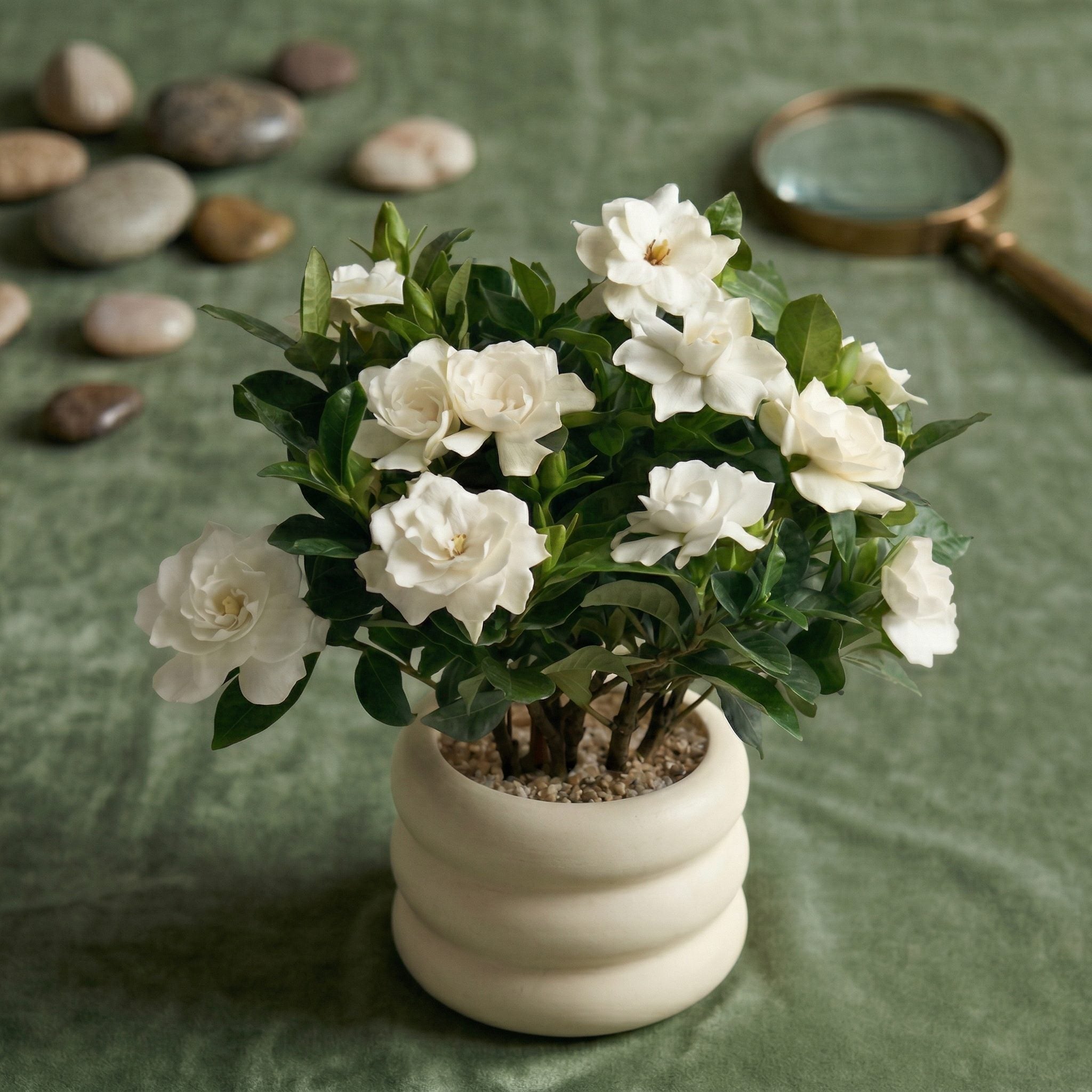 Artificial Gardenia Plant in Ceramic Pot