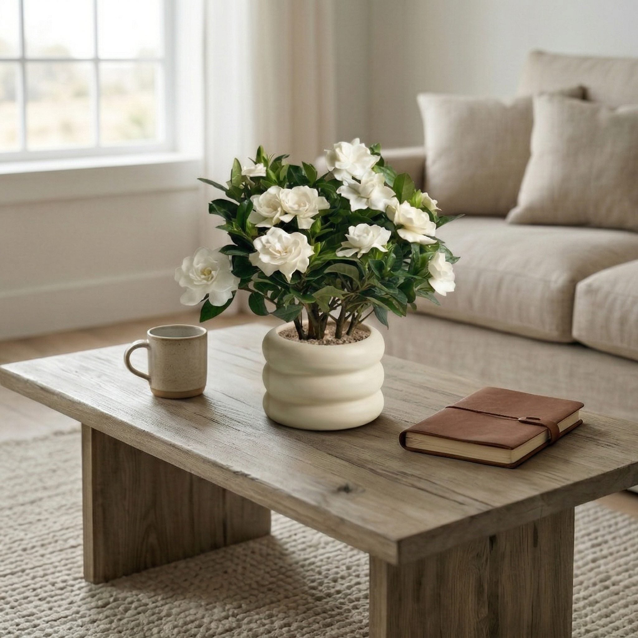 Artificial Gardenia Plant in Ceramic Pot