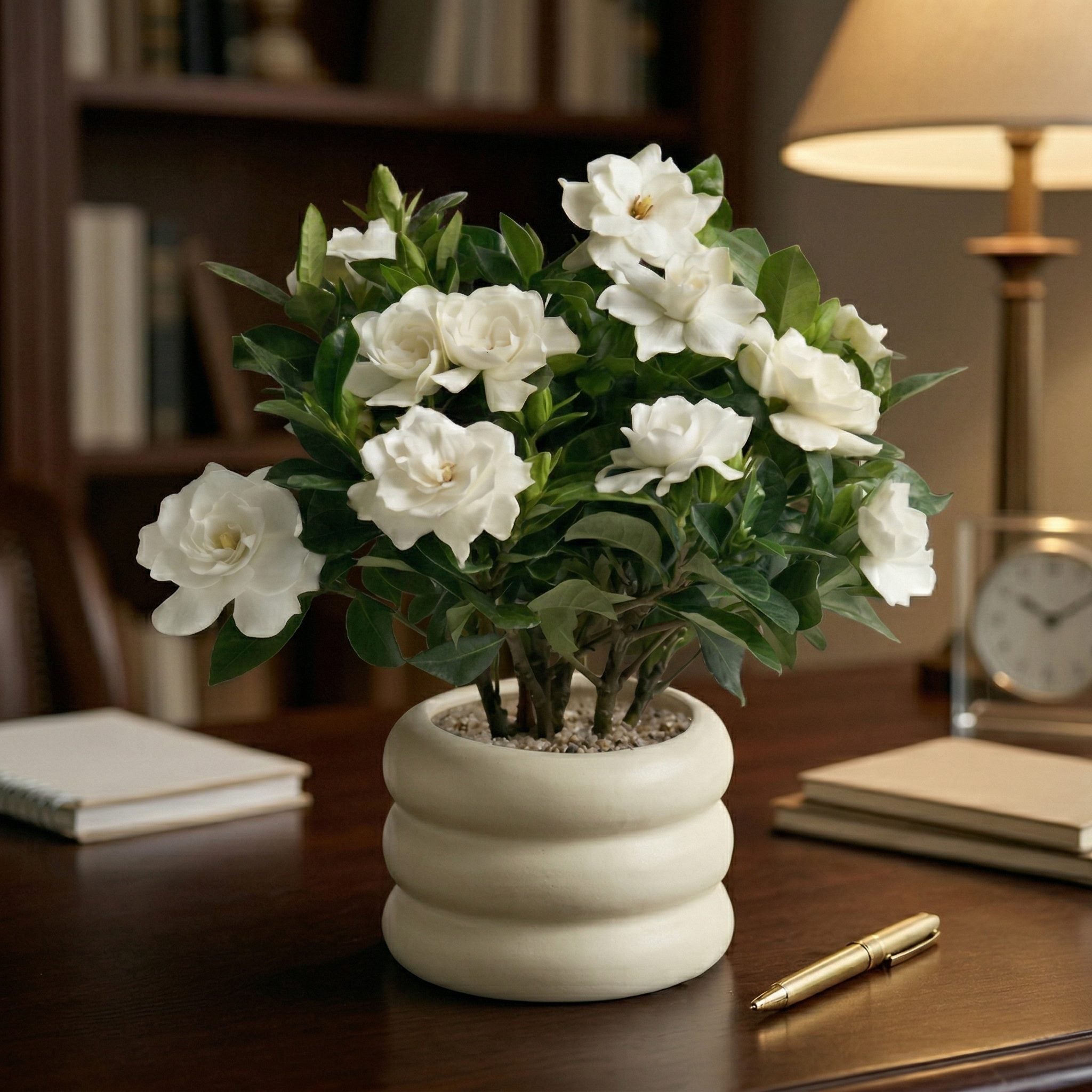 Artificial Gardenia Plant in Ceramic Pot