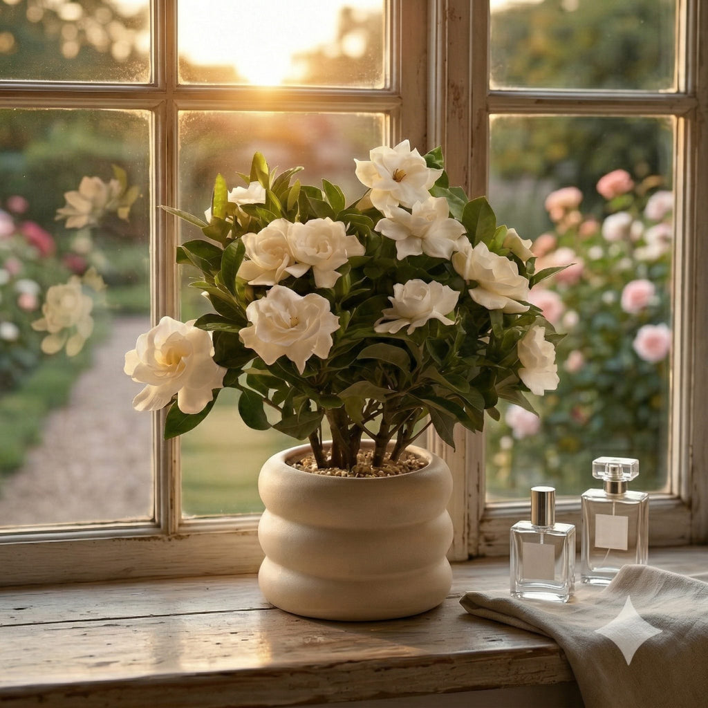 Artificial Gardenia Plant in Ceramic Pot