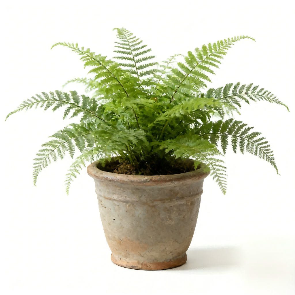 Artificial Fern Plant in Rustic Ceramic Pot