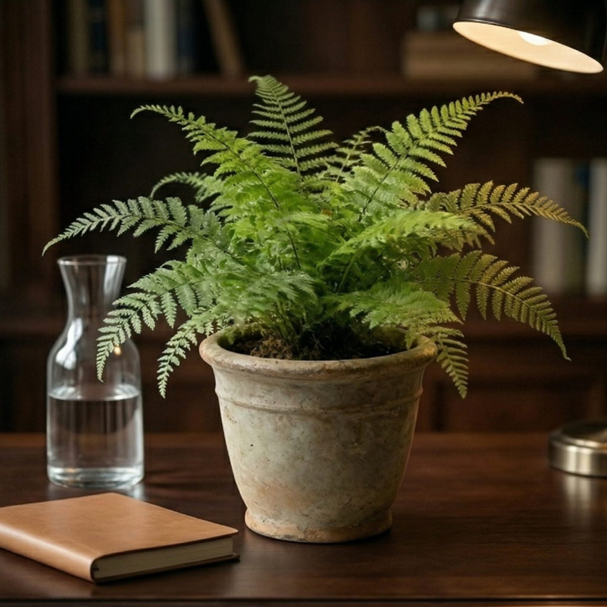 Artificial Fern Plant in Rustic Ceramic Pot