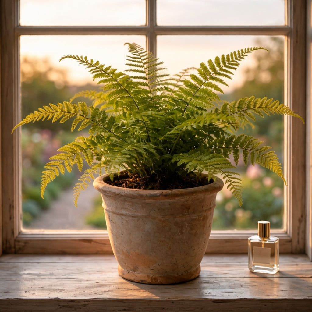 Artificial Fern Plant in Rustic Ceramic Pot