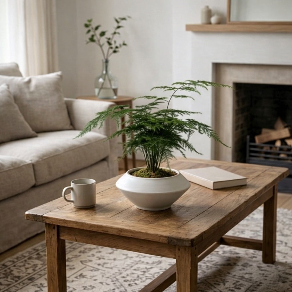 Artificial Asparagus Fern Plant in Decorative Ceramic Pot