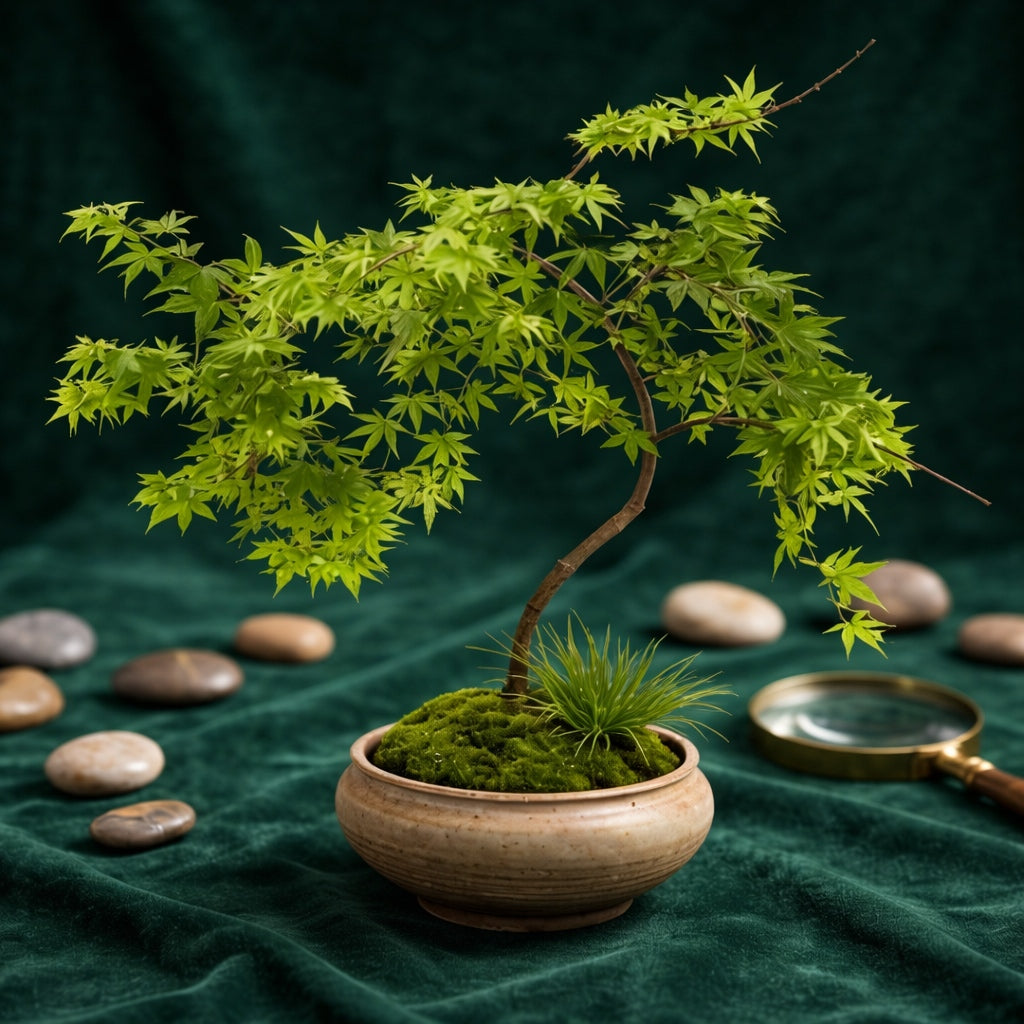 Artificial Japanese Maple Bonsai Tree in Decorative Ceramic Pot