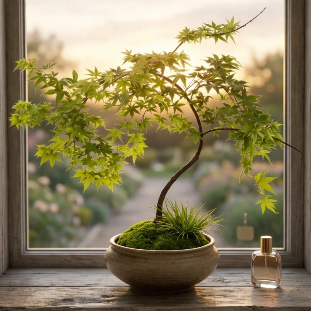 Artificial Japanese Maple Bonsai Tree in Decorative Ceramic Pot