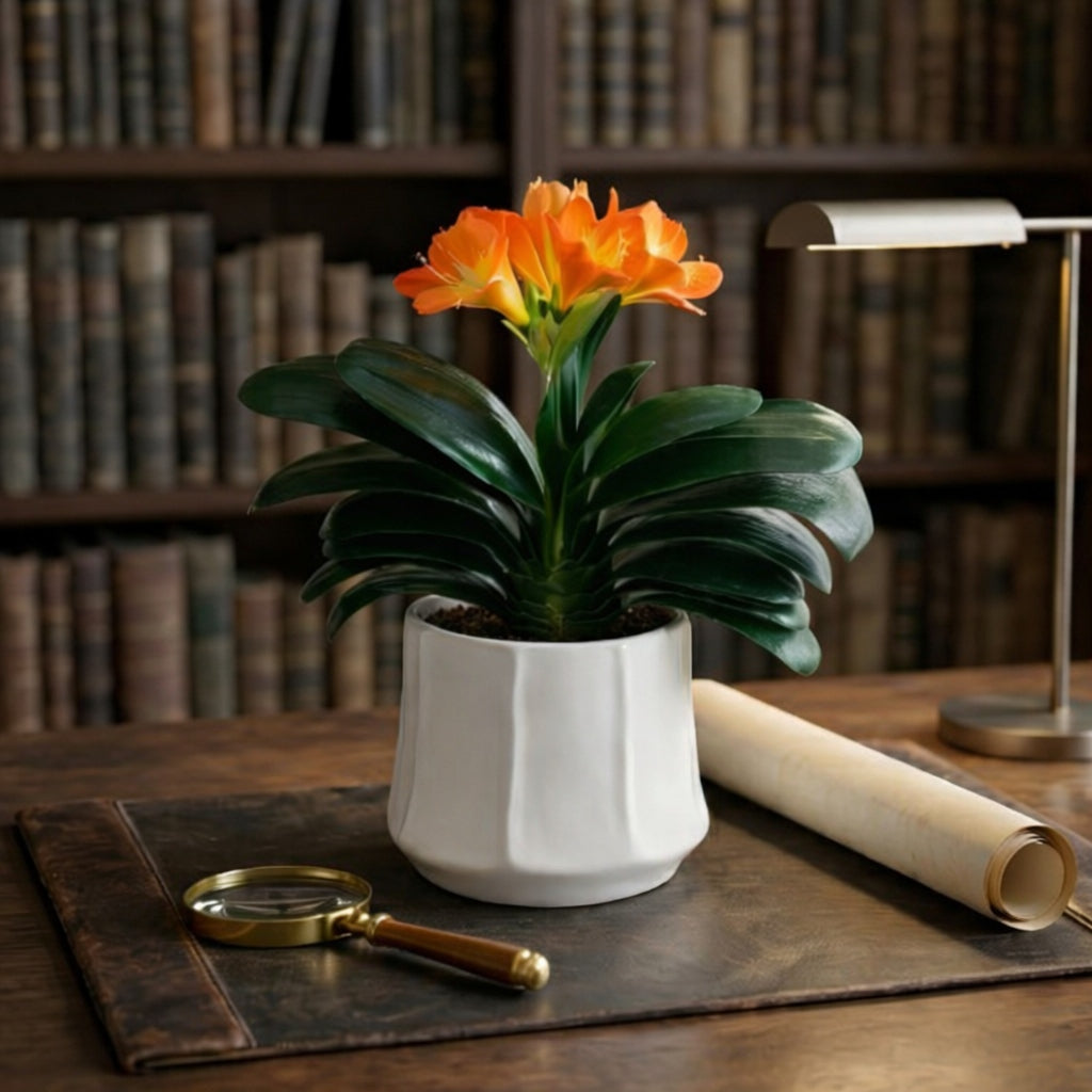 Artificial Orange Blossom Plant in Ceramic Pot